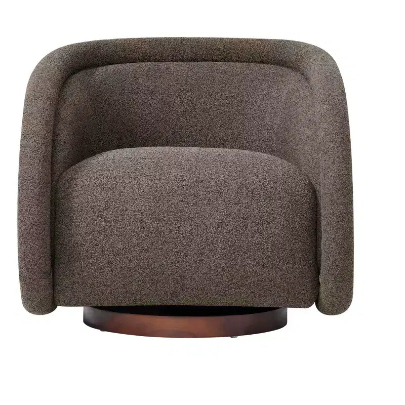 Modern Boucl Swivel Chair with Solid Wood Base