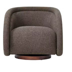 Poltrona girevole moderna in tessuto bouclé con base in legno massello