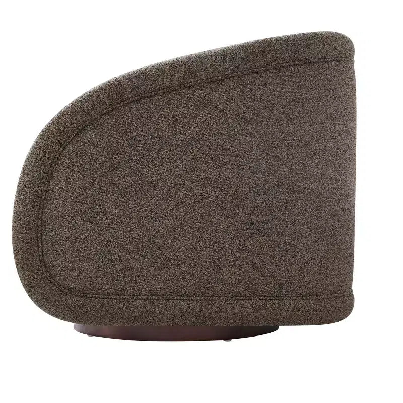 Modern Boucl Swivel Chair with Solid Wood Base