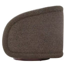Poltrona girevole moderna in tessuto bouclé con base in legno massello