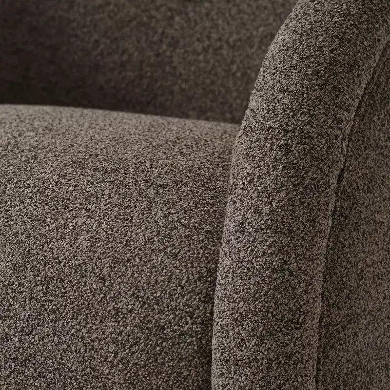 Modern Boucl Swivel Chair with Solid Wood Base