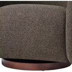 Poltrona girevole moderna in tessuto bouclé con base in legno massello
