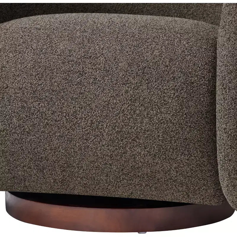 Modern Boucl Swivel Chair with Solid Wood Base