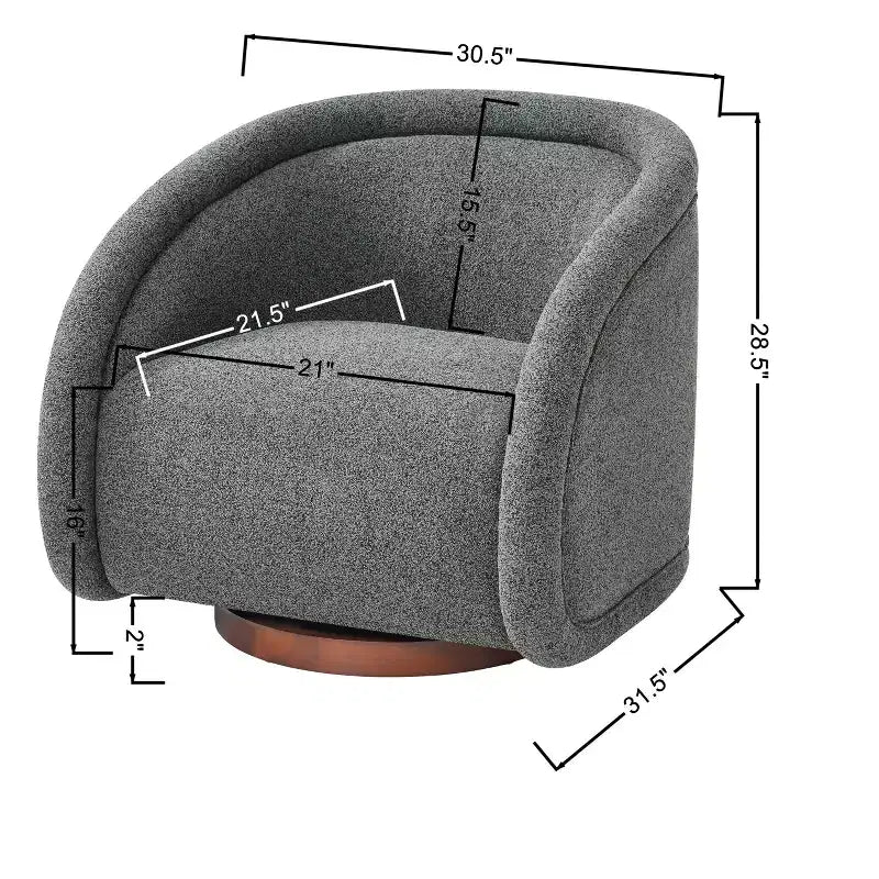 Modern Boucl Swivel Chair with Solid Wood Base