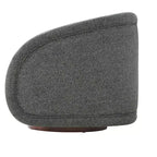 Poltrona girevole moderna in tessuto bouclé con base in legno massello