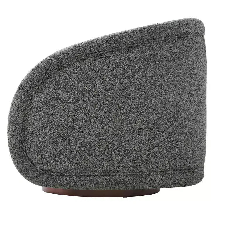 Modern Boucl Swivel Chair with Solid Wood Base
