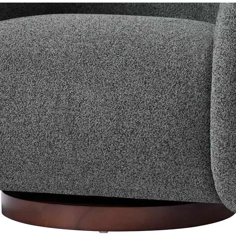 Modern Boucl Swivel Chair with Solid Wood Base
