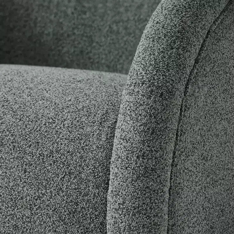 Modern Boucl Swivel Chair with Solid Wood Base
