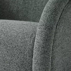 Poltrona girevole moderna in tessuto bouclé con base in legno massello