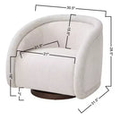 Poltrona girevole moderna in tessuto bouclé con base in legno massello
