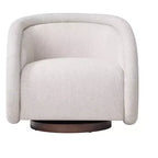 Poltrona girevole moderna in tessuto bouclé con base in legno massello