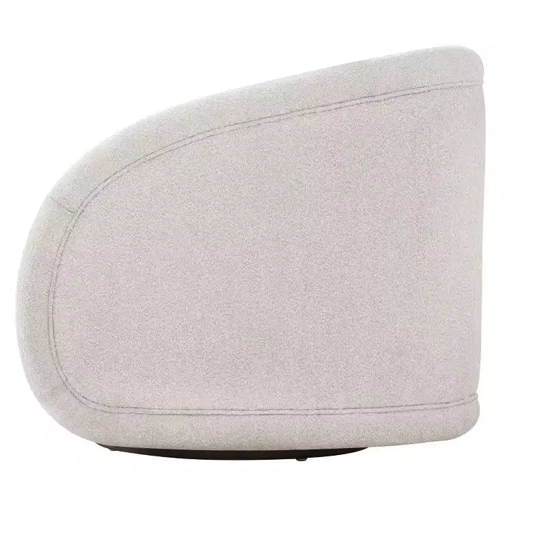 Modern Boucl Swivel Chair with Solid Wood Base