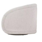 Poltrona girevole moderna in tessuto bouclé con base in legno massello