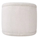 Poltrona girevole moderna in tessuto bouclé con base in legno massello