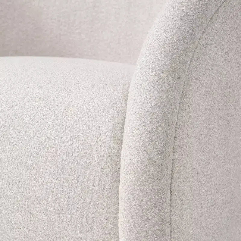 Modern Boucl Swivel Chair with Solid Wood Base