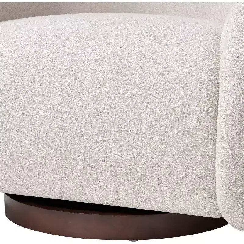 Modern Boucl Swivel Chair with Solid Wood Base