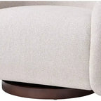 Poltrona girevole moderna in tessuto bouclé con base in legno massello