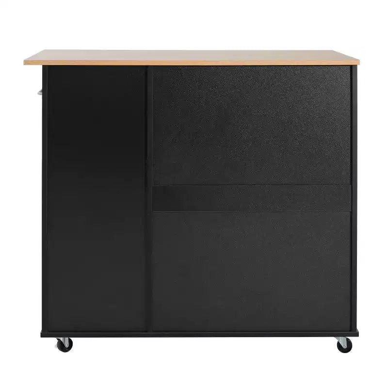 Carrello da Cucina su Ruote con Spazio Contenitore e 3 Cassetti, Nero