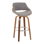 Set di 2 sgabelli da bar noce/cromo/grigio: design moderno di metà secolo, altezza fissa 73,5 cm, girevole, poggiapiedi