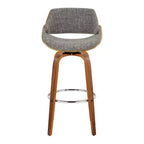 Set di 2 sgabelli da bar noce/cromo/grigio: design moderno di metà secolo, altezza fissa 73,5 cm, girevole, poggiapiedi