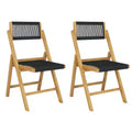   Coastal Modern Wood Roped Folding Chair with Adjustable Back