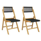   Coastal Modern Wood Roped Folding Chair with Adjustable Back