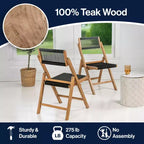 Sedia Pieghevole in Legno Stile Moderno Costiero con Corda e Schienale Regolabile