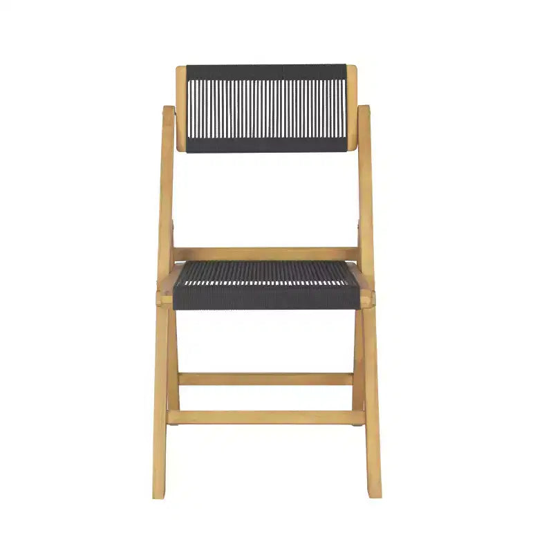Coastal Modern Wood Roped Folding Chair with Adjustable Back