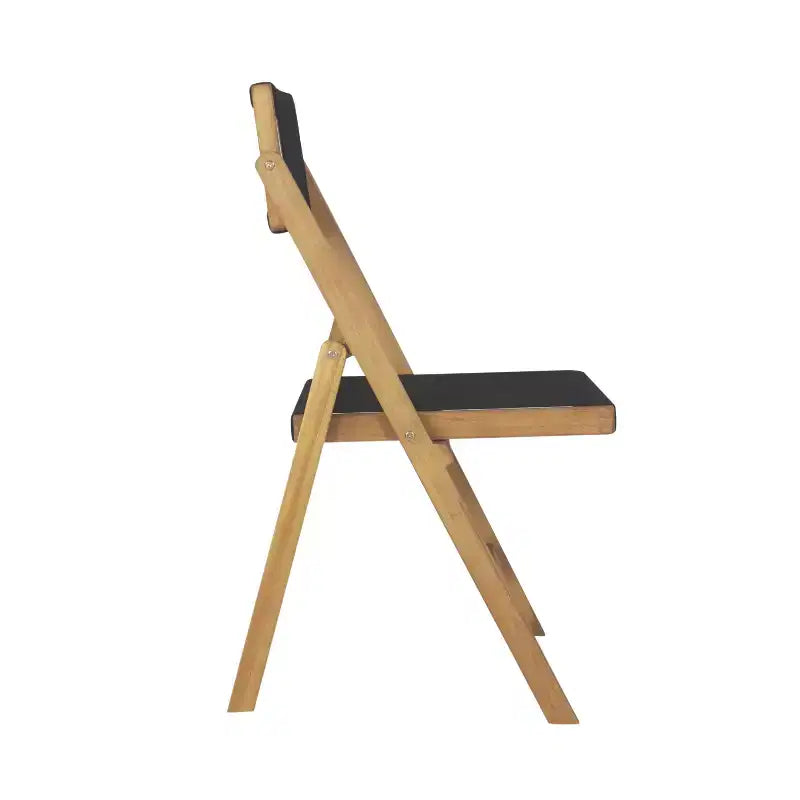 Coastal Modern Wood Roped Folding Chair with Adjustable Back