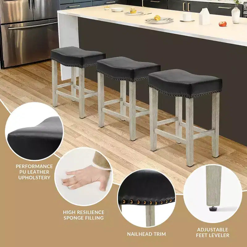 24 Upholstered Saddle Seat Counter Stool