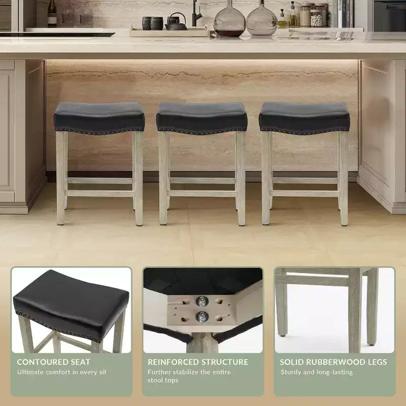 24 Upholstered Saddle Seat Counter Stool