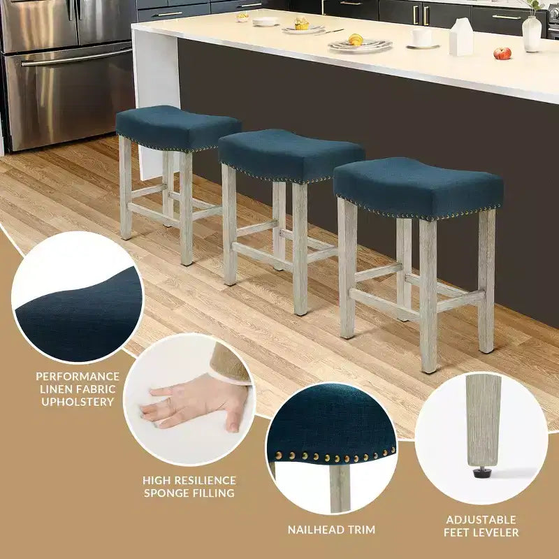 24 Upholstered Saddle Seat Counter Stool