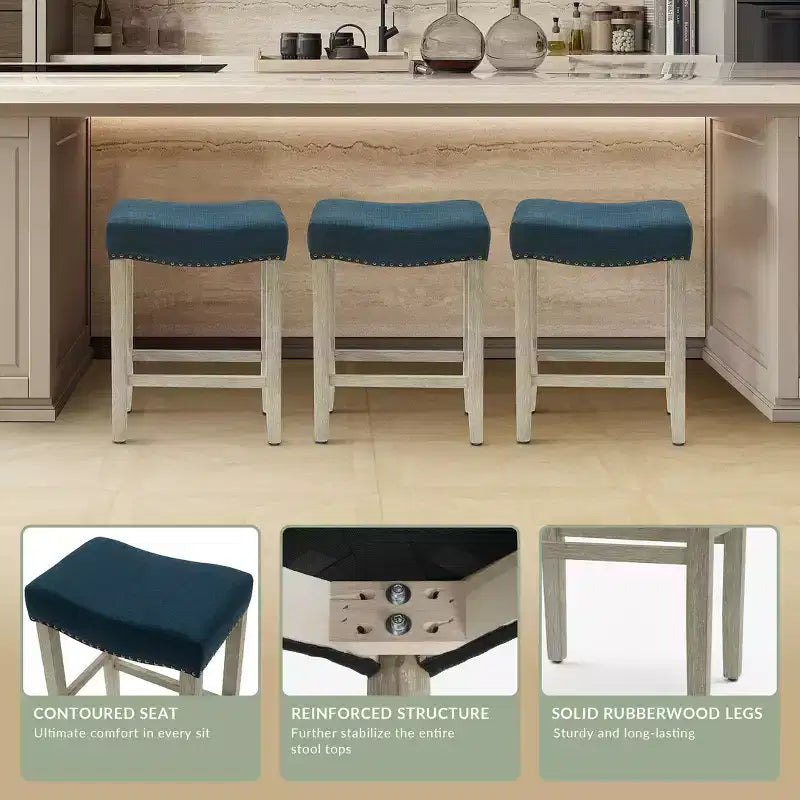 24 Upholstered Saddle Seat Counter Stool