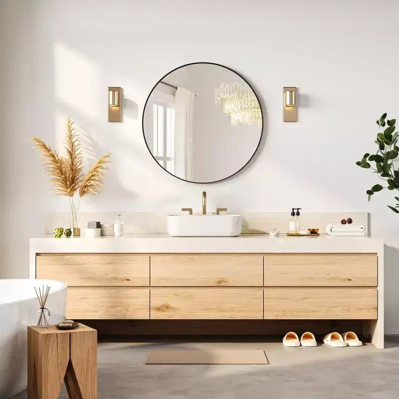 Round Mirror, Circle Mirror, Black Metal Frame Round Mirror for Wall, Round Bathroom Mirror for Entryway, Bedroom, Vanity
