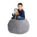  Stuff 'n Sit Large 33'' Bean Bag Storage Cover for Stuffed Animals & Toys - Light Gray Corduroy - Toddler & Kids