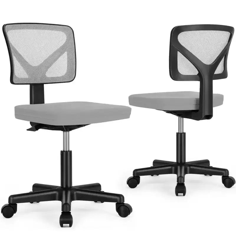 Armless Mesh Office Chair - Adjustable Height Rolling Desk Chair for Small Space, Dorm, Home Office