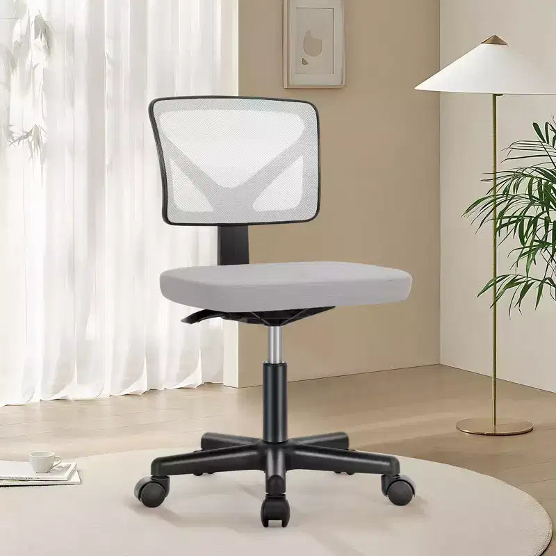 Armless Mesh Office Chair - Adjustable Height Rolling Desk Chair for Small Space, Dorm, Home Office