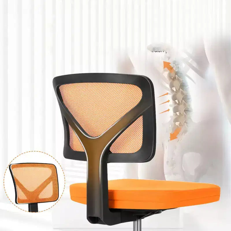 Armless Mesh Office Chair - Adjustable Height Rolling Desk Chair for Small Space, Dorm, Home Office