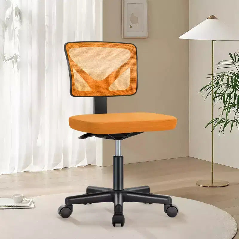 Armless Mesh Office Chair - Adjustable Height Rolling Desk Chair for Small Space, Dorm, Home Office