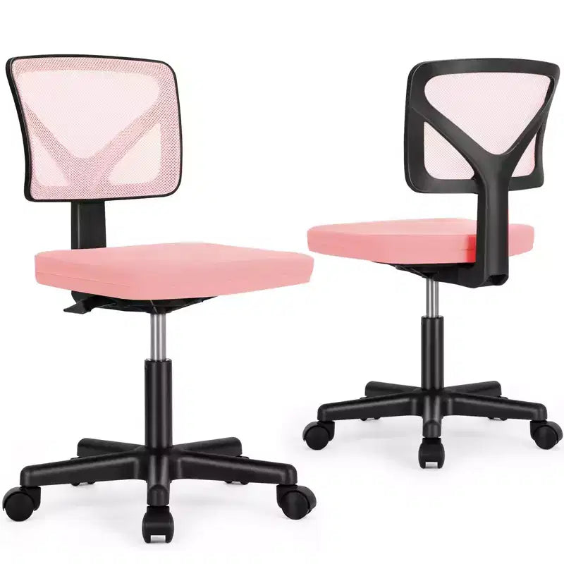 Armless Mesh Office Chair - Adjustable Height Rolling Desk Chair for Small Space, Dorm, Home Office