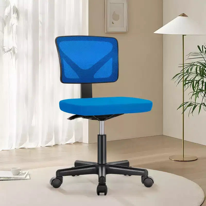 Armless Mesh Office Chair - Adjustable Height Rolling Desk Chair for Small Space, Dorm, Home Office