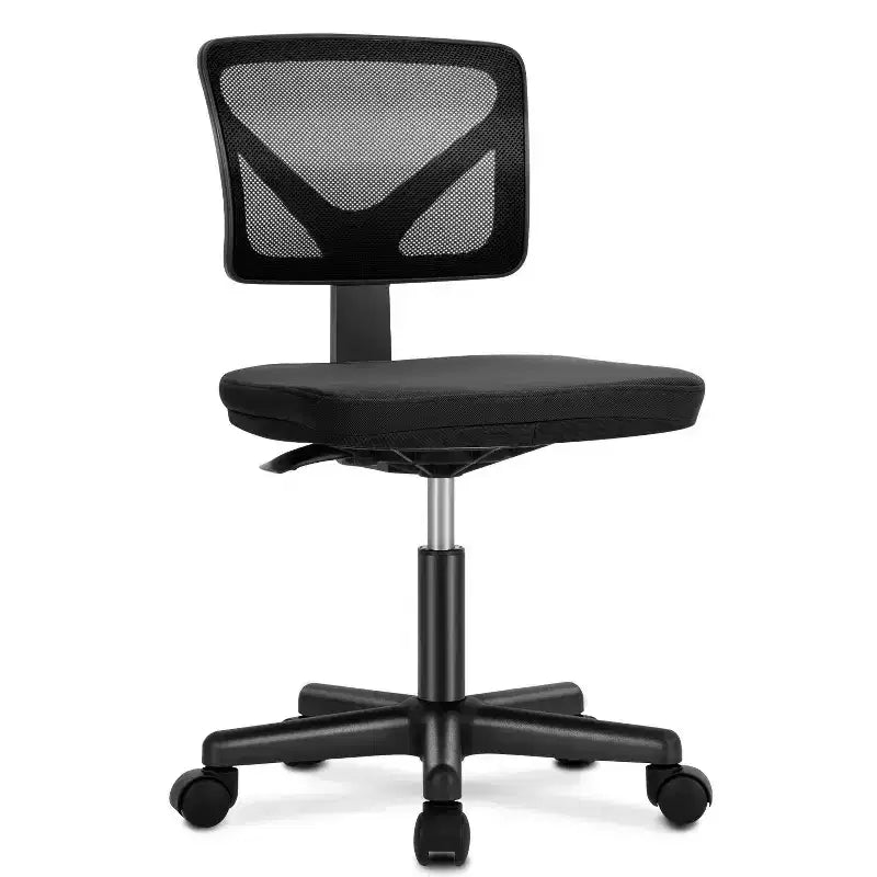  Armless Mesh Office Chair - Adjustable Height Rolling Desk Chair for Small Space, Dorm, Home Office