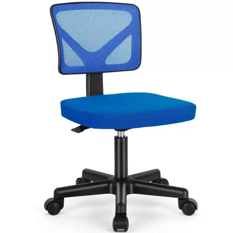 Armless Mesh Office Chair - Adjustable Height Rolling Desk Chair for Small Space, Dorm, Home Office
