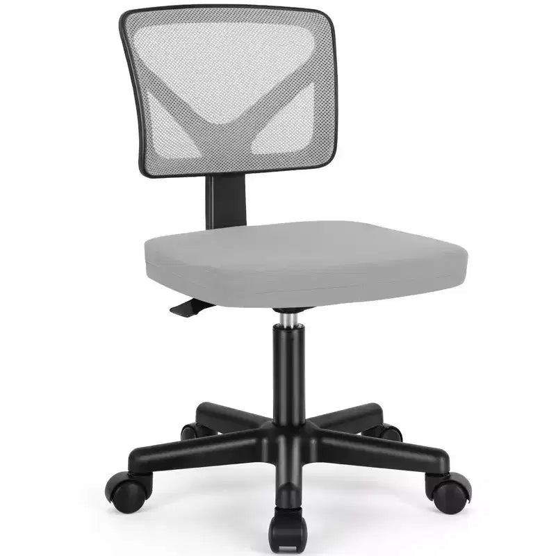 Armless Mesh Office Chair - Adjustable Height Rolling Desk Chair for Small Space, Dorm, Home Office