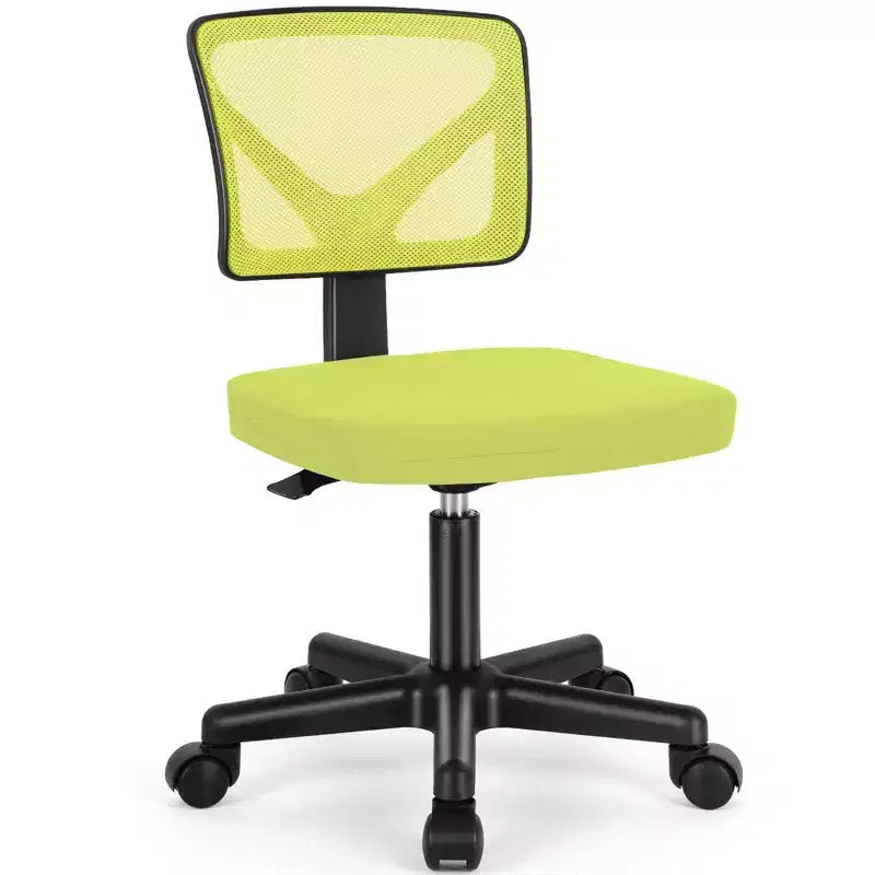 Armless Mesh Office Chair - Adjustable Height Rolling Desk Chair for Small Space, Dorm, Home Office
