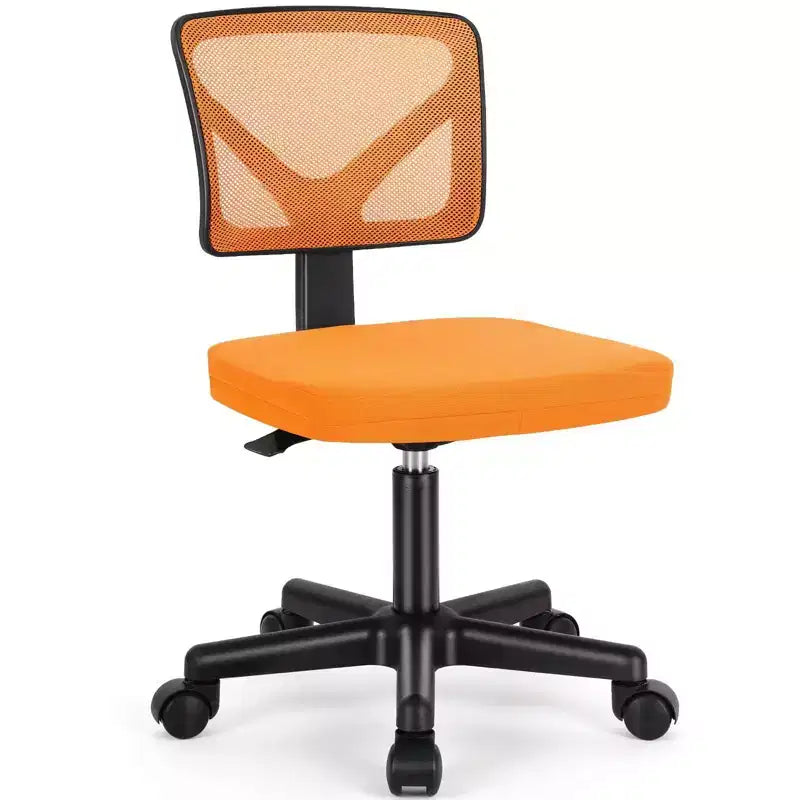 Armless Mesh Office Chair - Adjustable Height Rolling Desk Chair for Small Space, Dorm, Home Office