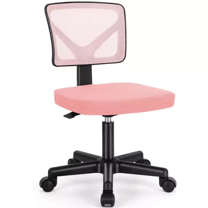 Armless Mesh Office Chair - Adjustable Height Rolling Desk Chair for Small Space, Dorm, Home Office