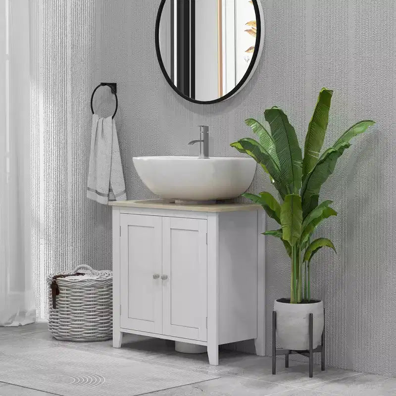 Under-Sink Bathroom Sink Cabinet, Storage Unit with U-Shape and Adjustable Internal Shelf