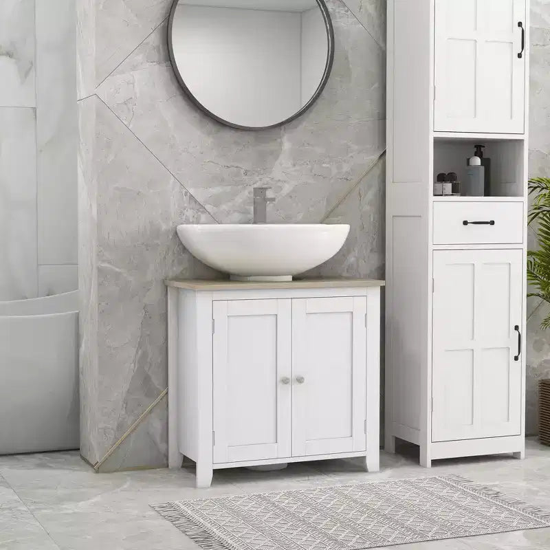 Under-Sink Bathroom Sink Cabinet, Storage Unit with U-Shape and Adjustable Internal Shelf