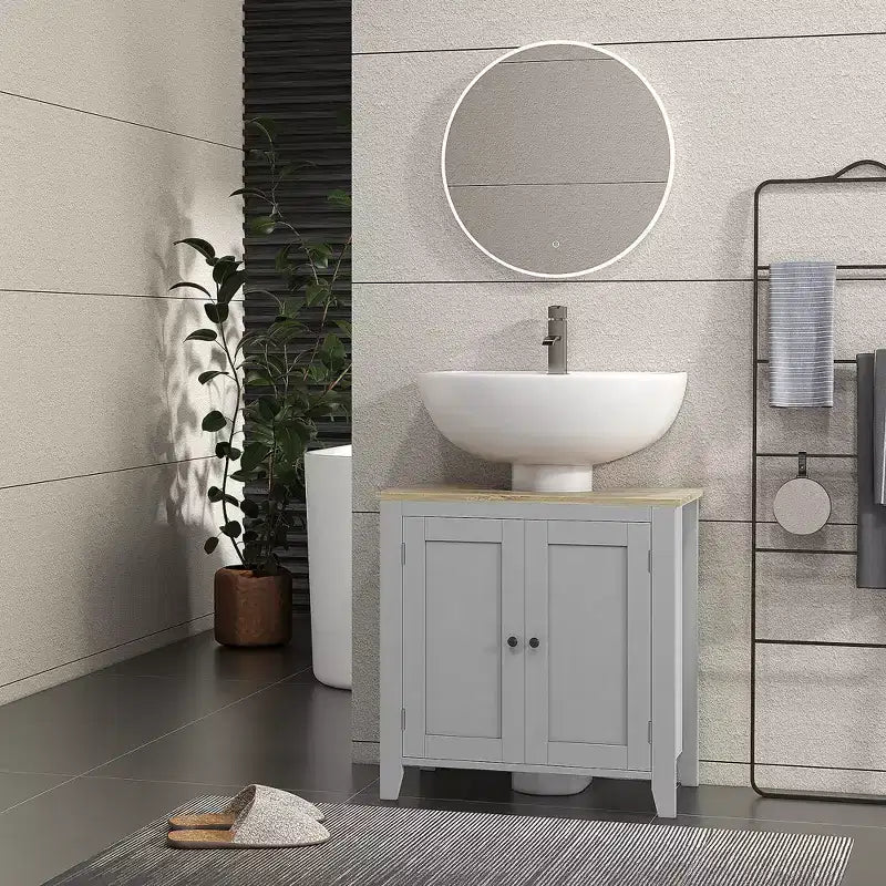 Under-Sink Bathroom Sink Cabinet, Storage Unit with U-Shape and Adjustable Internal Shelf